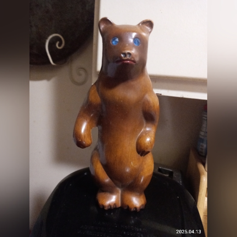 Handcrafted Wooden Brown Bear Figurine